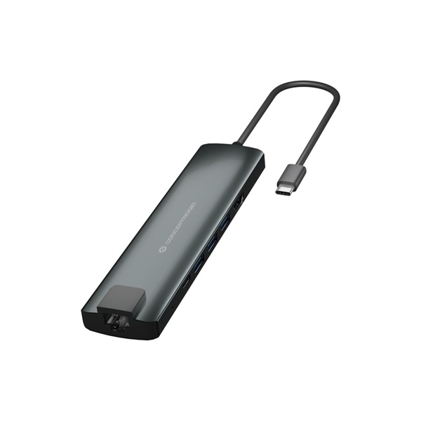 Conceptronic Notebook Dokkoló - DONN06G (Bemenet: USB-C, Kimenet: HDMI+USB-C PD:60W+USB-A+SD/TF+RJ-45, fekete)