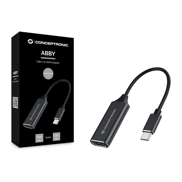 Conceptronic átalakító - ABBY03B (USB-C 3.2 to HDMI, 4K/60Hz, aluminium, fekete)
