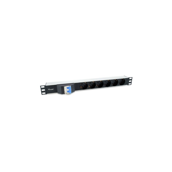 Equip Hálózati Elosztó - 333310 (C14, 6x Schuko, Rack 1U, biztosíték, 1,8m kábel, aluminium, fekete)