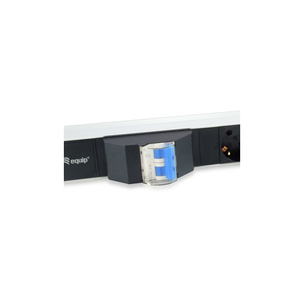 Equip Hálózati Elosztó - 333310 (C14, 6x Schuko, Rack 1U, biztosíték, 1,8m kábel, aluminium, fekete)