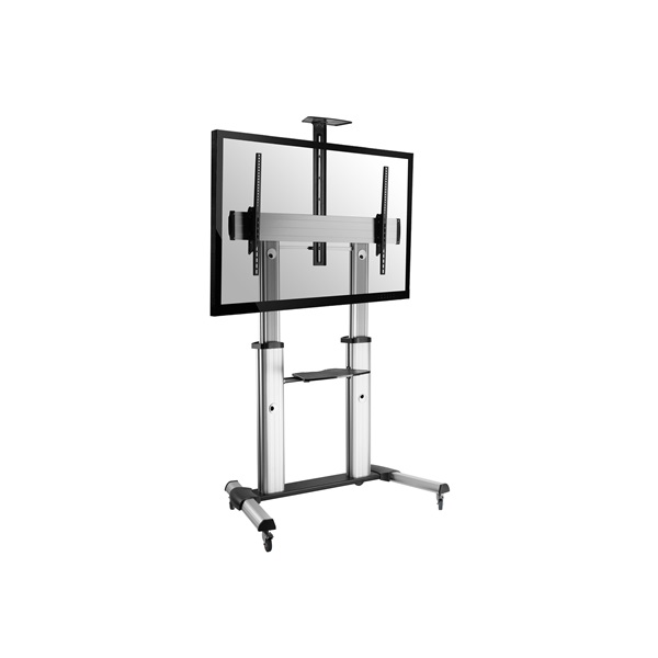 Equip TV/Monitor állvány - 650605 (60"-100" álló, dönthető, állítható magasság, gurulós, Max.:100kg, fekete/ezüst)