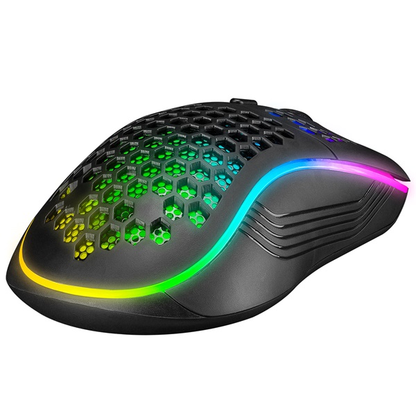 Everest Gamer Egér - SM-G66 X-HOLE (8000 DPI, 7gomb, 1,5m harisnyázott kábel,optikai, fekete, RGB LED)