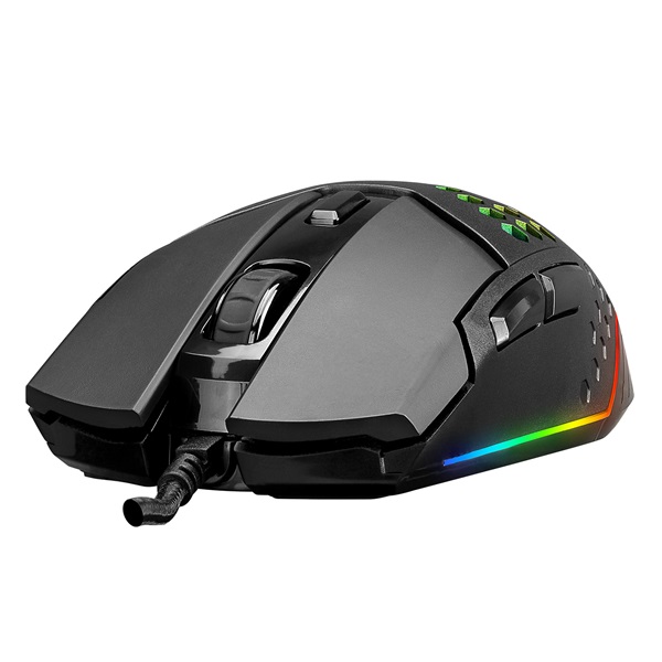 Everest Gamer Egér - SM-GX19 ANGARD (7200 DPI, 6gomb, 1,5m harisnyázott kábel,optikai, fekete, RGB LED)