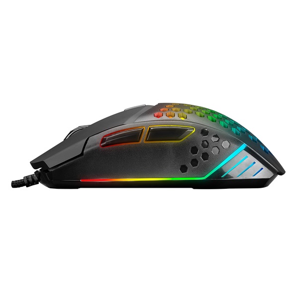 Everest Gamer Egér - SM-GX19 ANGARD (7200 DPI, 6gomb, 1,5m harisnyázott kábel,optikai, fekete, RGB LED)