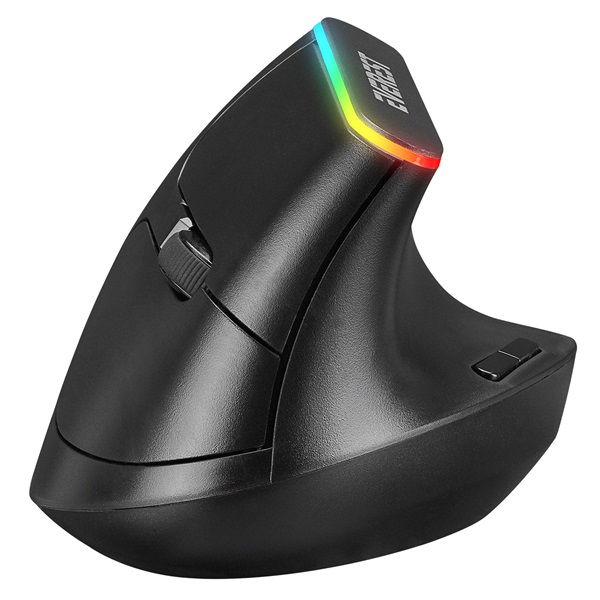 Everest Vezeték nélküli Egér - SMW-618 Ergonomic Vertical (1600 DPI, 6 gomb, optikai, fekete, RGB LED)