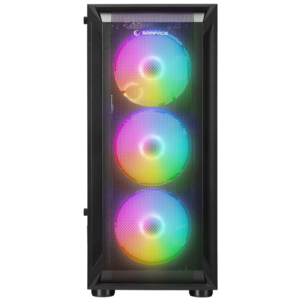 Rampage Számítógépház - SHIVA (fekete; ablakos; ATX/Micro ATX/Mini-ITX; alsó táp; 4x120mm LED)