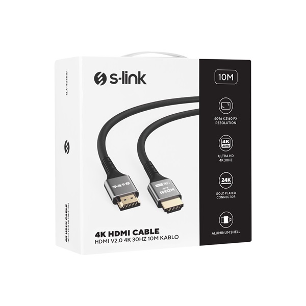 S-Link Kábel - SLX-HD4K10 (HDMI2.0 kábel, 4K/30Hz, apa/apa, aranyozott, 10m)
