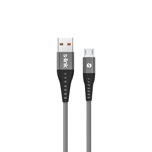 S-Link kábel - SL-STM60M (3A, 12W, Gyorstöltés, MicroUSB, 100cm adat+töltõkábel, szürke)