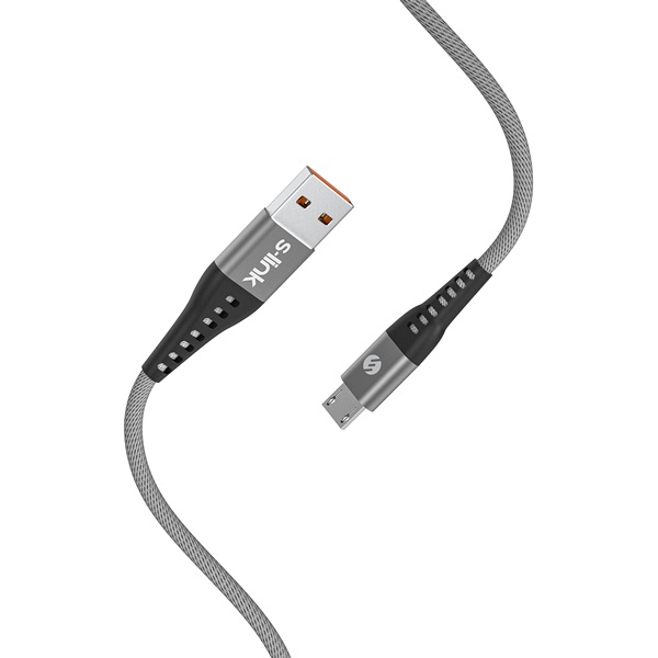 S-Link kábel - SL-STM60M (3A, 12W, Gyorstöltés, MicroUSB, 100cm adat+töltõkábel, szürke)