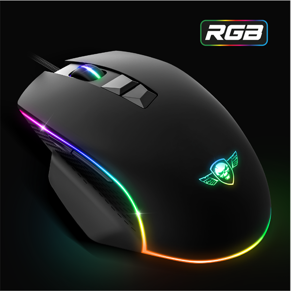 Spirit of Gamer Egér - PRO-M1 (Optikai, 8000DPI, 7 programozható gomb, harisnyázott kábel, fekete)