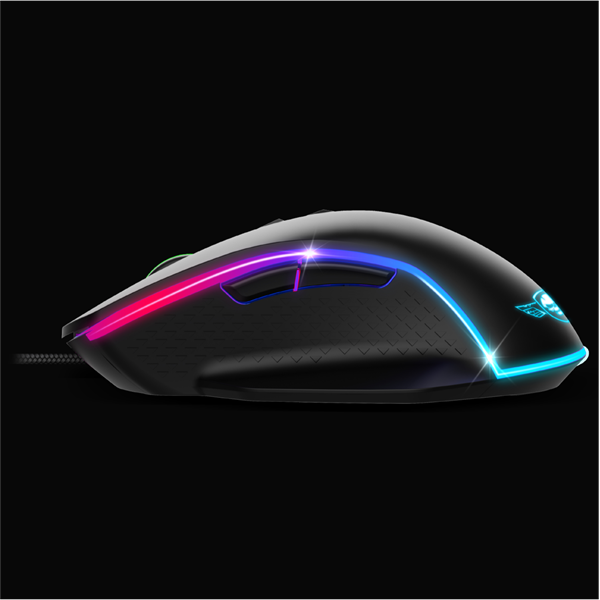 Spirit of Gamer Egér - PRO-M1 (Optikai, 8000DPI, 7 programozható gomb, harisnyázott kábel, fekete)