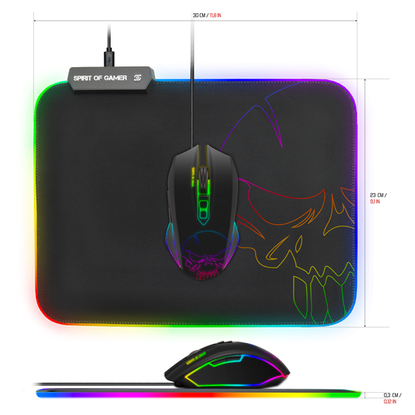 Spirit of Gamer Egérpad - RGB Medium (RGB háttérvilágítás, 350 x 255 x 3mm; fekete)