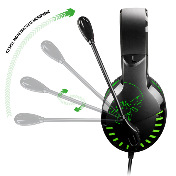 Spirit of Gamer Fejhallgató - PRO-H3 Xbox (Xbox One/Series X/S, mikrofon, 3.5mm jack, hangerőszabályzó, 1m kábel, zöld)