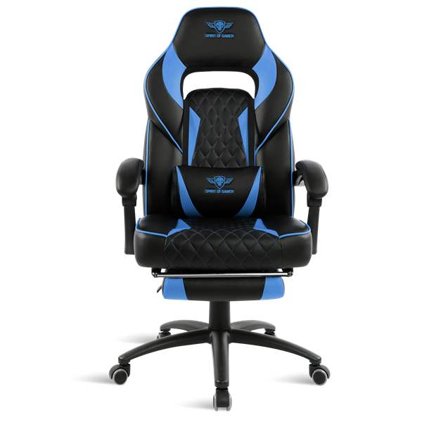 Spirit of Gamer szék - MUSTANG Blue (állítható dőlés/magasság; kihajtható lábtartó; max.120kg-ig, kék)