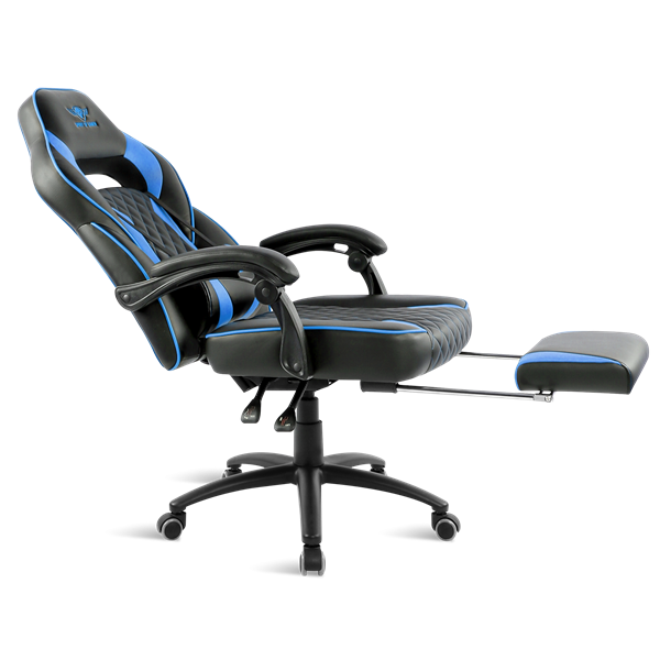 Spirit of Gamer szék - MUSTANG Blue (állítható dőlés/magasság; kihajtható lábtartó; max.120kg-ig, kék)