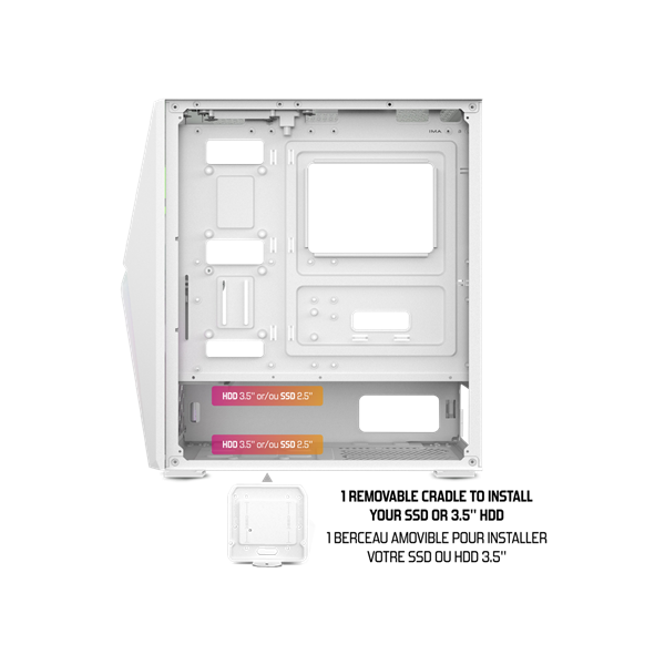 Spirit of Gamer Számítógépház - CLONE 4 White (fekete, ablakos, 8x12cm ventilátor, alsó táp, ATX, 1xUSB3.0, 2xUSB2.0)