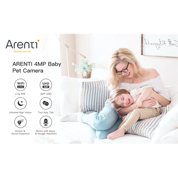 Arenti IP wifi csempekamera - IN1Q (4MP -3,6mm -beltéri -IR10m -microSD -mikrofon -hangszóró)