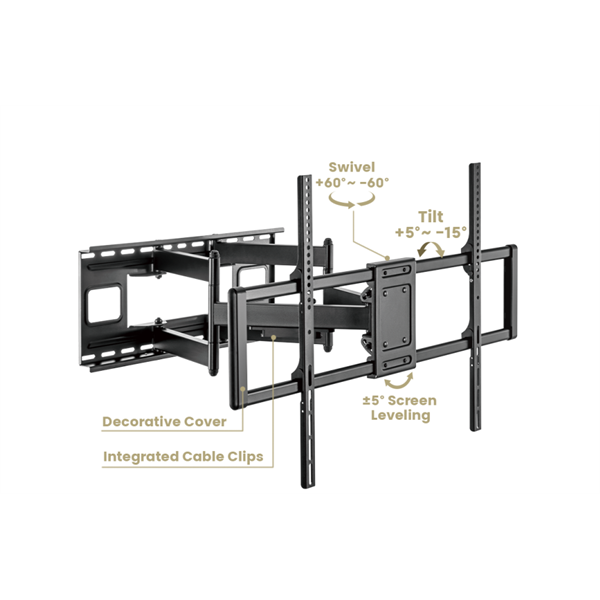 Equip TV Fali konzol - 650343 (60"-120" -Max.: 120kg -dönthető -forgatható -fekete)
