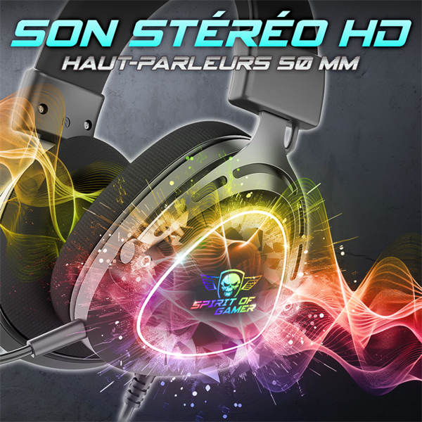 Spirit of Gamer Fejhallgató - ELITE H40 Black (MultiPlatform -RGB -3.5mm Jack -mikrofon -hangerőszabályzó -nagy-párnás)