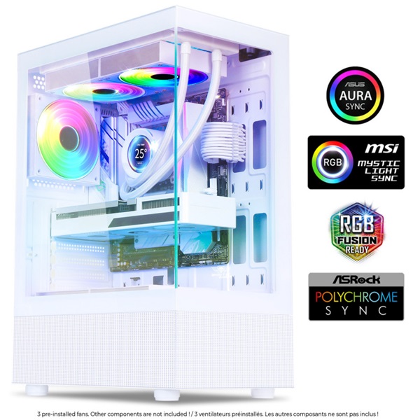 Spirit of Gamer Számítógépház - SPECTRA Arctic (fehér, ablakos, 3x12cm ventilátor, alsó táp, ATX, 1xUSB3.0, 2xUSB2.0)