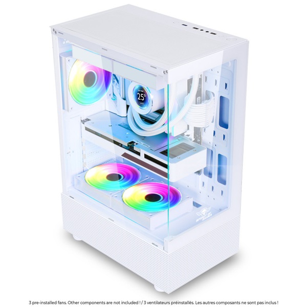 Spirit of Gamer Számítógépház - SPECTRA Arctic (fehér, ablakos, 3x12cm ventilátor, alsó táp, ATX, 1xUSB3.0, 2xUSB2.0)
