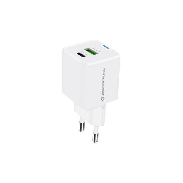 Conceptronic telefon töltő adapter+kábel - ALTHEA16W (USB-C+USB-A, 33W, 3in1 töltő kábel, fehér)