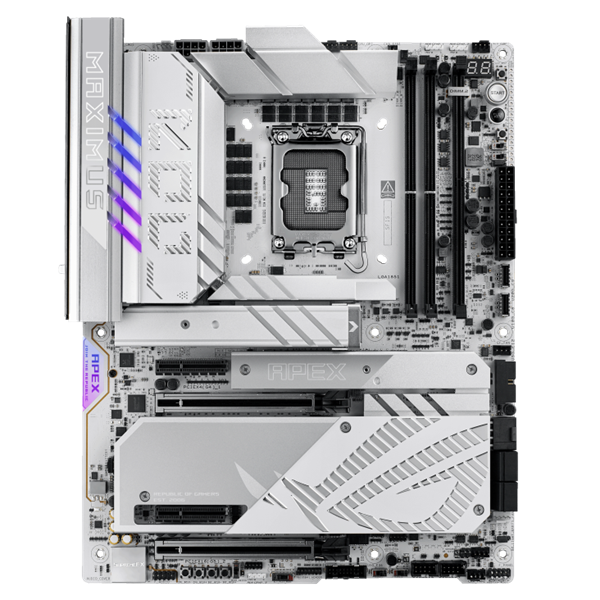 Asus Alaplap - Intel ROG MAXIMUS Z890 APEX LGA1851 (Z890, ATX, 4xDDR5 9600+MHz, 4xSATA3, 6xM.2, 2xThunderbolt)