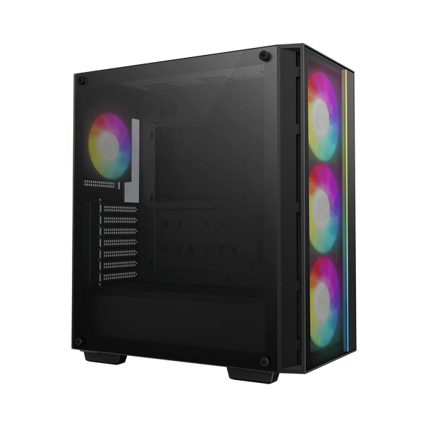 DeepCool Számítógépház - MATREXX55 MESH V4 C (fekete, ablakos, 3x14cm + 1x12cm A-RGB venti, ATX, 1xUSB3.0, Type-C)