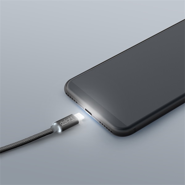 Delight kábel - Iphone Lightning töltőkábel, 1m, fekete)