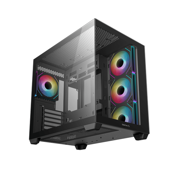 DeepCool Számítógépház - CG530 4F (fekete, ablakos, 4x12cm A-RGB, BTF, ATX, 2xUSB3.0, 1xUSB2.0)