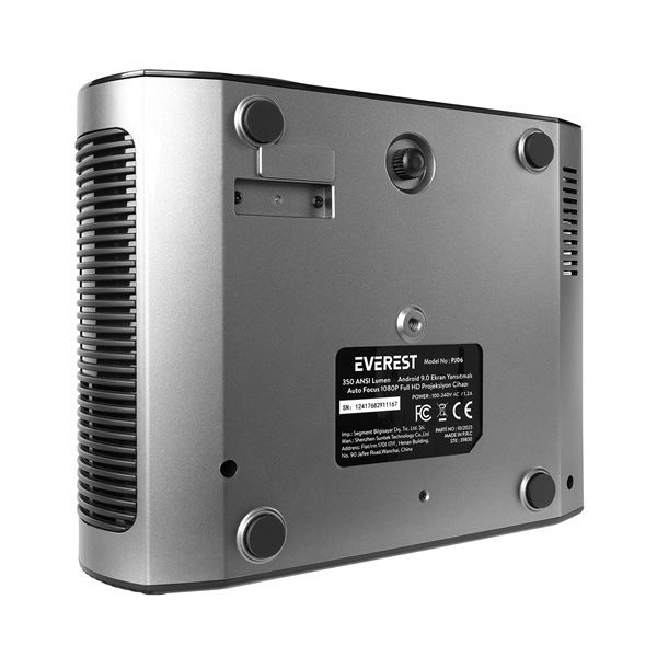 Everest Projektor FullHD - PJ06 (9800 AL 350 ANSI, 1000:1, BT, Android 9, WiFI, HDMI, USB-A, TF, AV, AUX, RJ45, állvány)