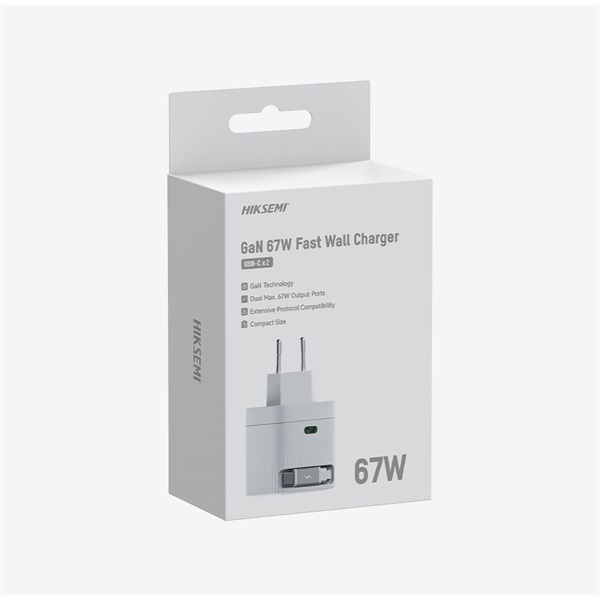 Hikvision HIKSEMI Telefon töltő - 1db USB-C, USB-C kábel, 67W, EU plug