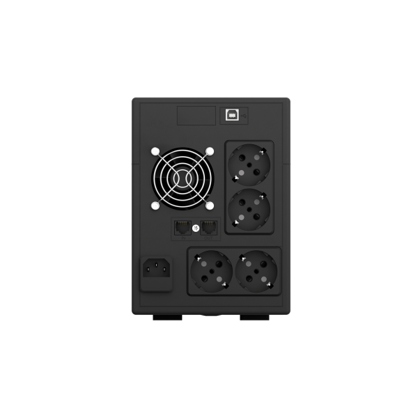 NJOY Szünetmentes 1500VA - Cadu 1500 (4 Schuko, line-interaktív, USB menedzsment, RJ11/45 vonalvédelem(1Gb/s), fekete)