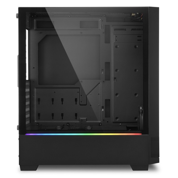 Sharkoon Számítógépház - RGB FLOW (fekete; ATX,mATX; alsó táp; 1x120mm v.; 2xUSB3.0, 1xUSB2.0, I/O)