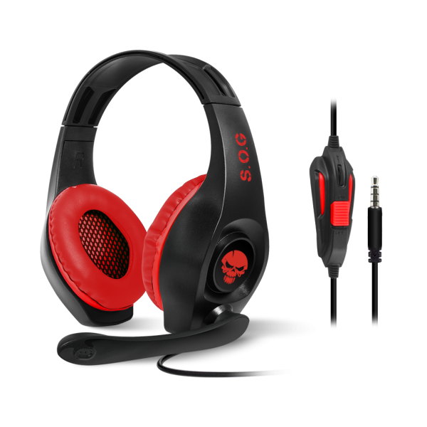 Spirit of Gamer Fejhallgató - PRO-NH5 Red (Nintendo Switch,mikrofon, 3.5mm jack,hangerőszabályzó, 2m kábel fekete-piros)