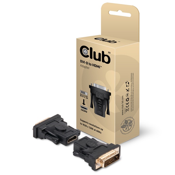 Club 3D Átalakító - CAA-DMD>HFD3 (DVI-D to HDMI,24+1 PIN, 1.3 bidirectional, passzív, 1920x1200@60Hz)
