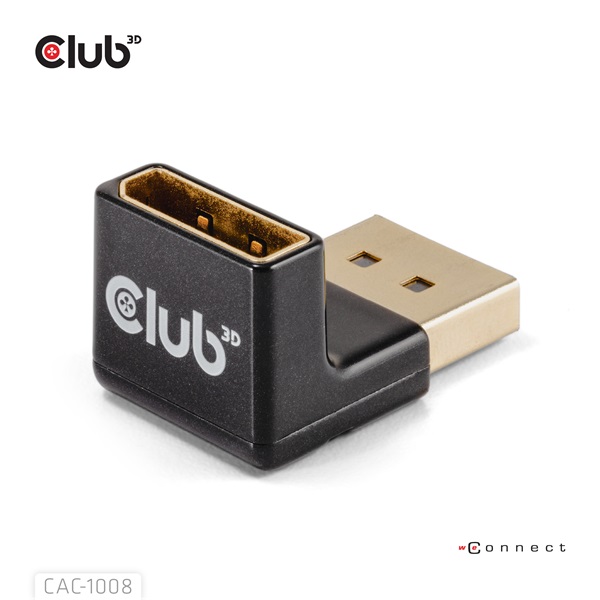 Club 3D Átalakító - CAC-1008 (90° DisplayPort 1.4, M/F, 4K120Hz, univerzális)