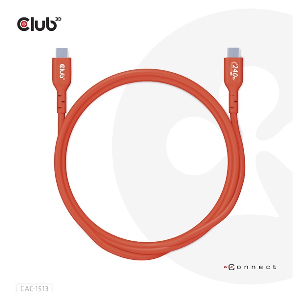 Club 3D Kábel - CAC-1513 (USB2 Type-C Bidirektional, 480Mb/s, PD 240W, USB-IF Certified, 3m)