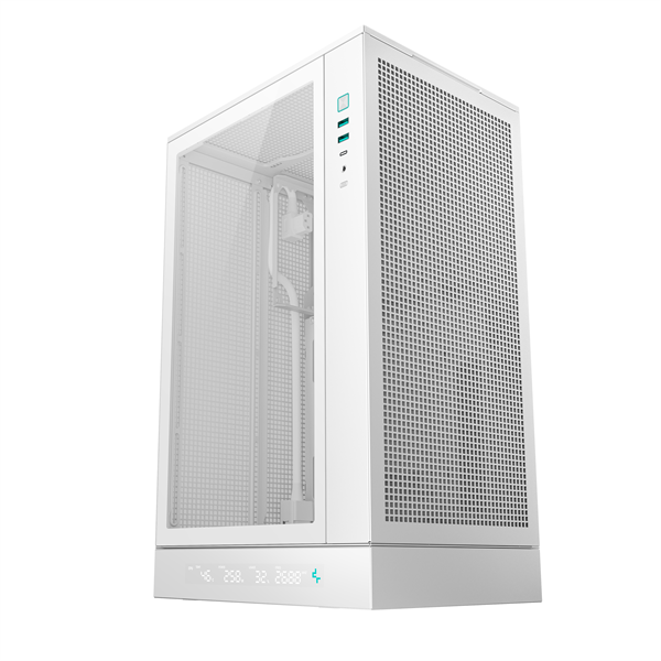 DeepCool Számítógépház - CH270 DIGITAL WH (fekete, Mini-ITX/Micro-ATX (BTF), 2xUSB3.0, Type-C, fehér)