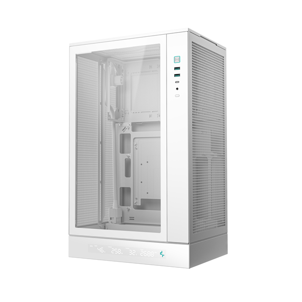 DeepCool Számítógépház - CH270 DIGITAL WH (fekete, Mini-ITX/Micro-ATX (BTF), 2xUSB3.0, Type-C, fehér)