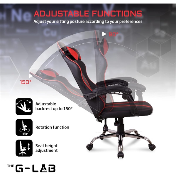 The G-Lab Gamer szék - KS NEON RED (piros; állítható magasság; áll. kartámasz)