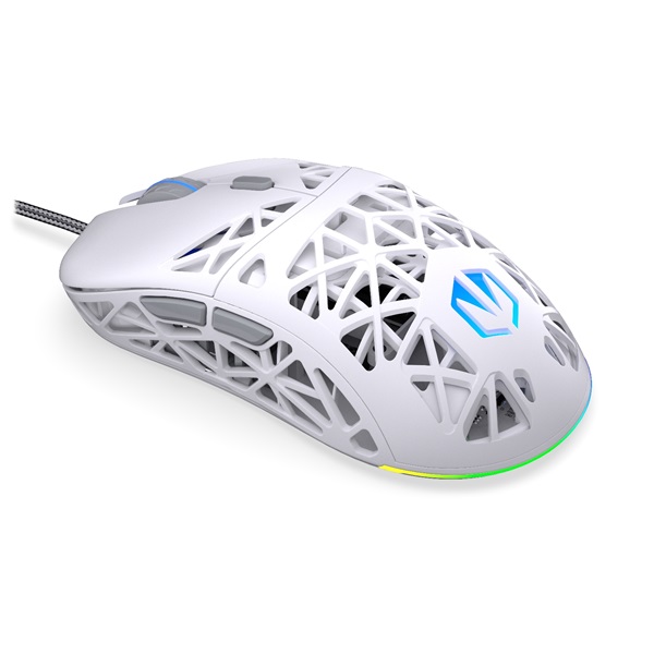 Endorfy Egér - LIV Onyx White (Honeycomb, 8000 DPI, ARGB, PixArt PAW3311, optikai, 1,8m, fehér)