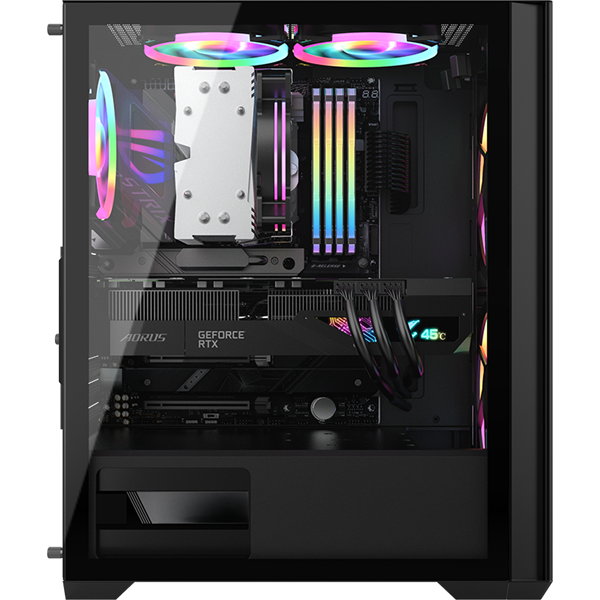 Formula Számítógépház - Air Power G5 Duo Black (fekete, ablakos, 2x16cm venti, ATX, 1xUSB3.0, 1xType-C)