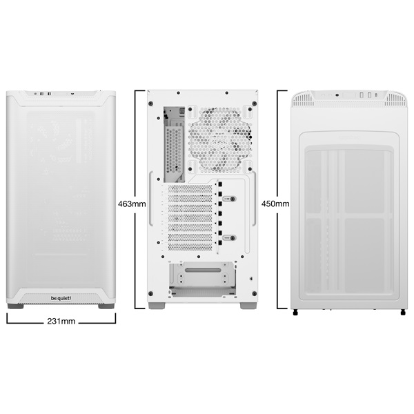 Be Quiet! Számítógépház - Pure Base 501 Airflow Window White (ATX, edzett üveg oldallap, fehér)