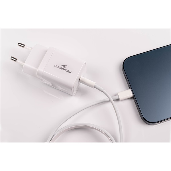 Bluestork Hálózati töltő - PW-20-C (USB-C, 20W, fehér)