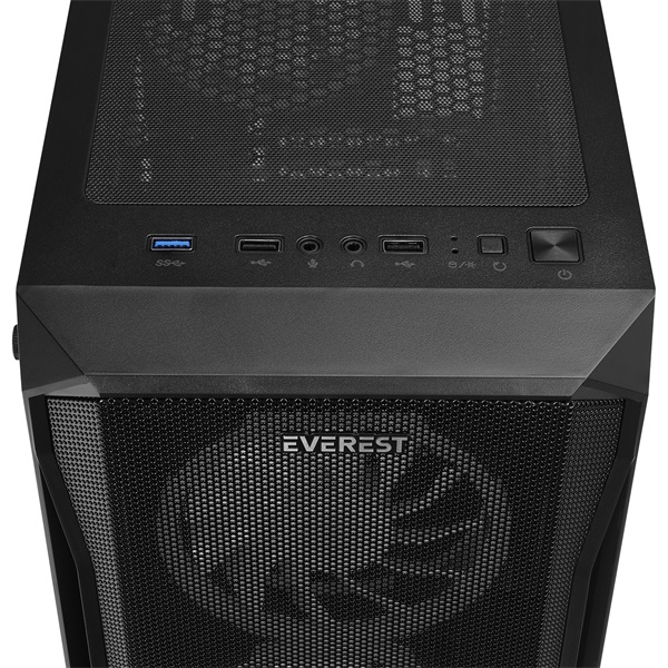 Everest Számítógépház - X-RACER (fekete; üveg; ATX; alsó táp; 4x120mm LED, 1xUSB3.0 + 2xUSB2.0)