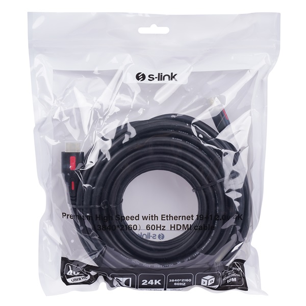 S-Link Kábel - SL-HDM4K10 (HDMI2.0 kábel, 4K/60Hz, apa/apa, 10m)