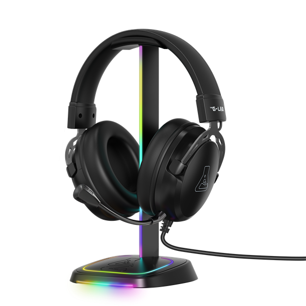 The G-Lab Fejhallgató állvány - K STAND NEON RGB (fekete, univerzális, csúszásgátló, RGB)