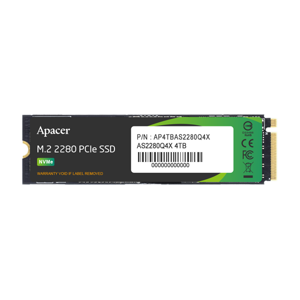 Apacer SSD 2TB - AS2280Q4X-1 Series (PCIe Gen4 x4, Olvasás: 5000 MB/s, Írás: 4400 MB/s)