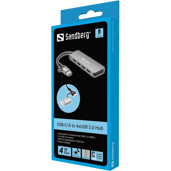 Sandberg USB Hub - USB-C/A to 4xUSB 3.0 Hub